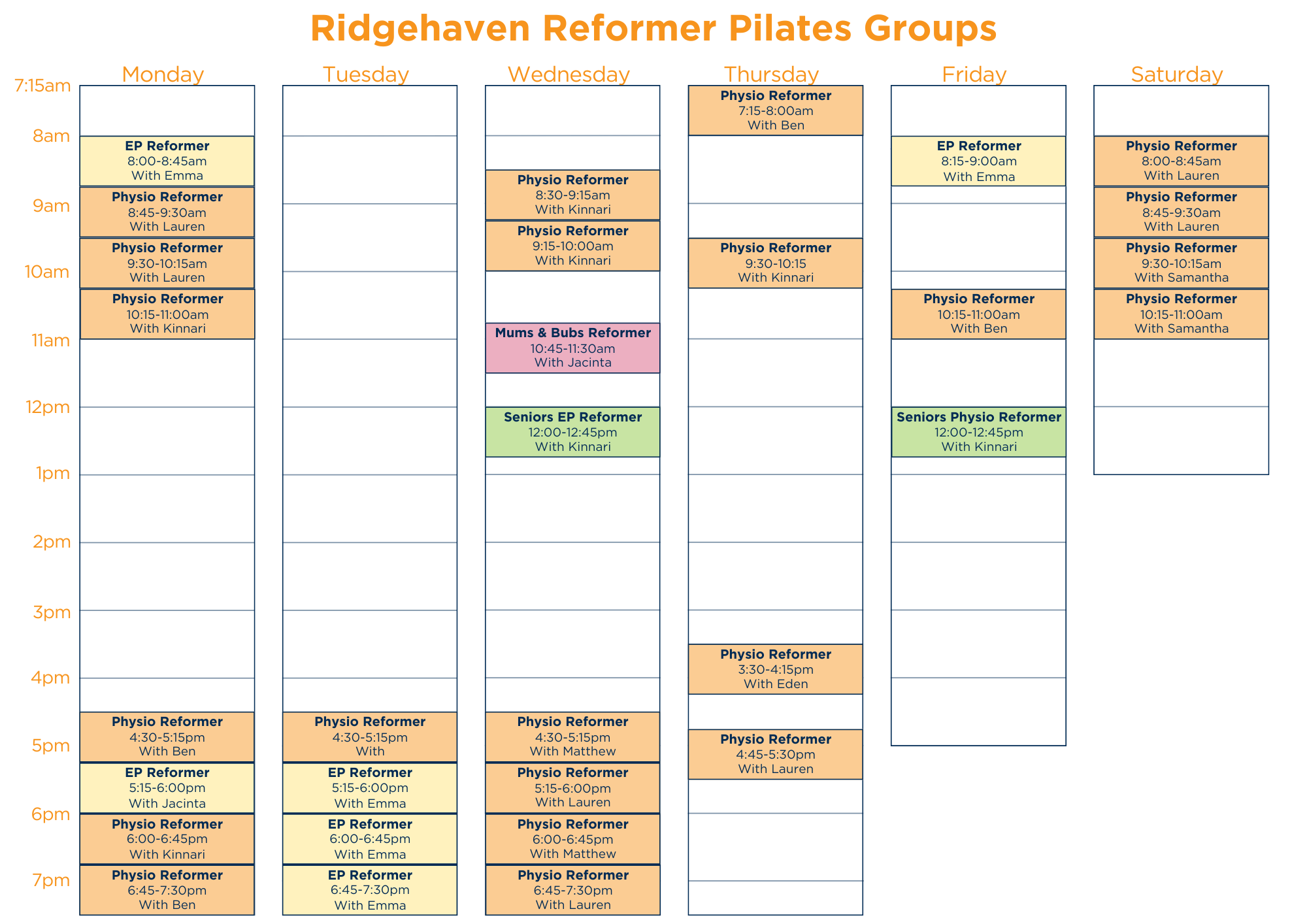 ALL Reformer Pilates Timetable Ridgehaven Pelican Plaza