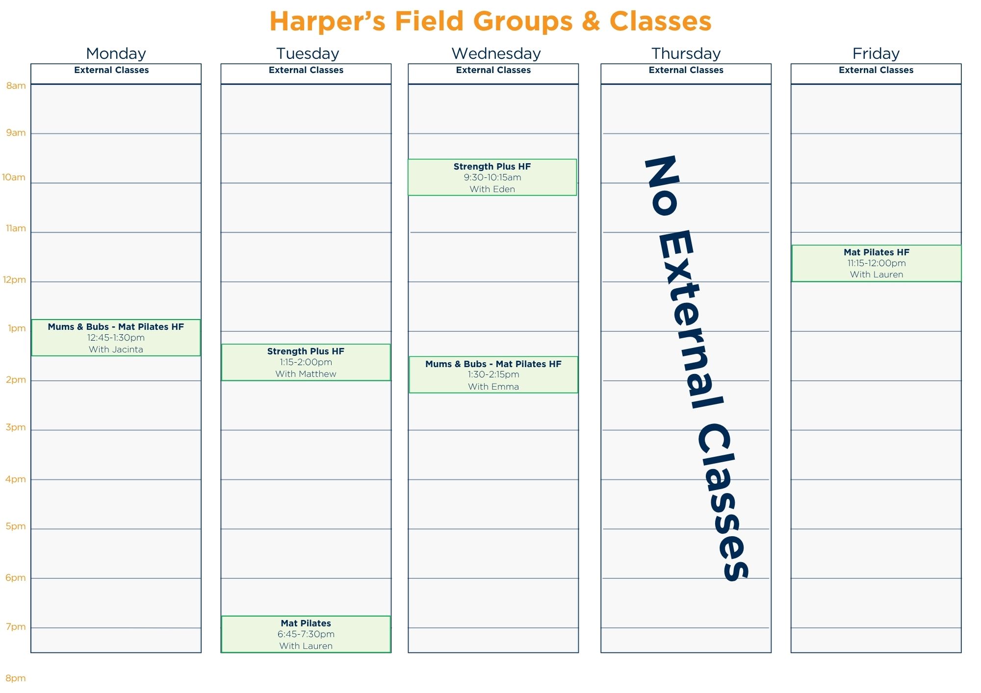 My Local Physio Plus Harpers Field Groups Classes Timetable v2
