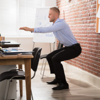Office worker stretching